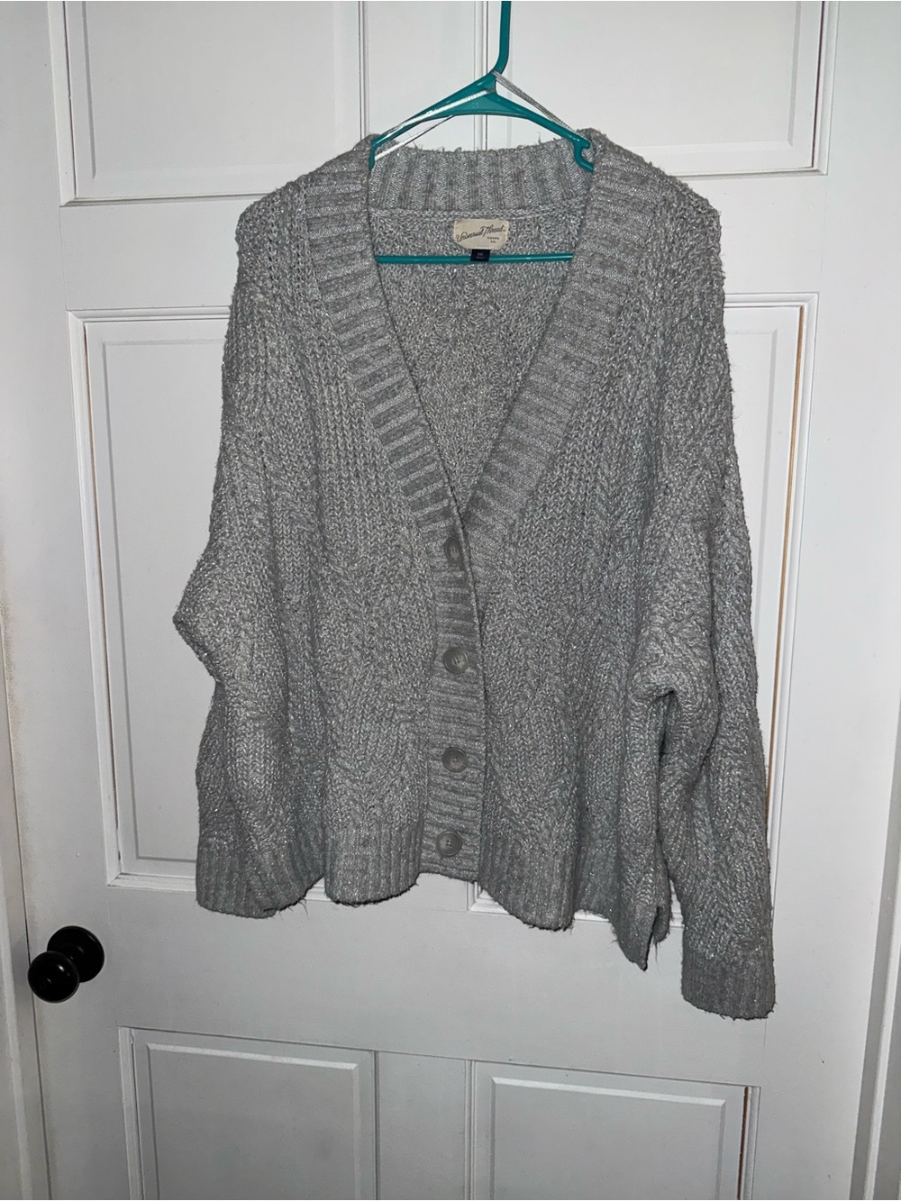 Universal Thread Gray silver Chunky V-Neck Button Cardigan